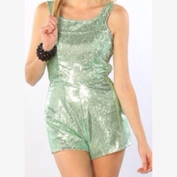 Mint Pandora RoMpER SEqUiN PLAySuiT Shorts Jumper - Picture 4 of 8